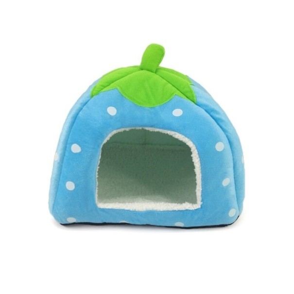 Lit de rongeur en forme de fraise bleu clair S