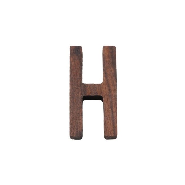 Litera decorativă din lemn H, semn decorativ 7,8 cm, lemn natural, culoare brună, finisaj neted pentru marcarea ușilor, pereților și mobilierului 1