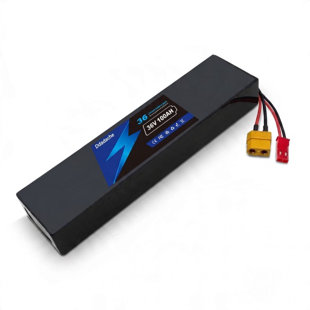 Λιθίου μπαταρία για ηλεκτρικό σκούτερ Ddadache 36 V Συνδέσεις XT60 και JST Μαύρη συρρικνωμένη θήκη Επίπεδο σχήμα Ανταλλακτική μπαταρία 36V 1