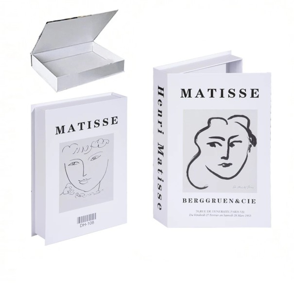 Livre décoratif faux Henri Matisse avec un portrait minimaliste Design noir et blanc 1