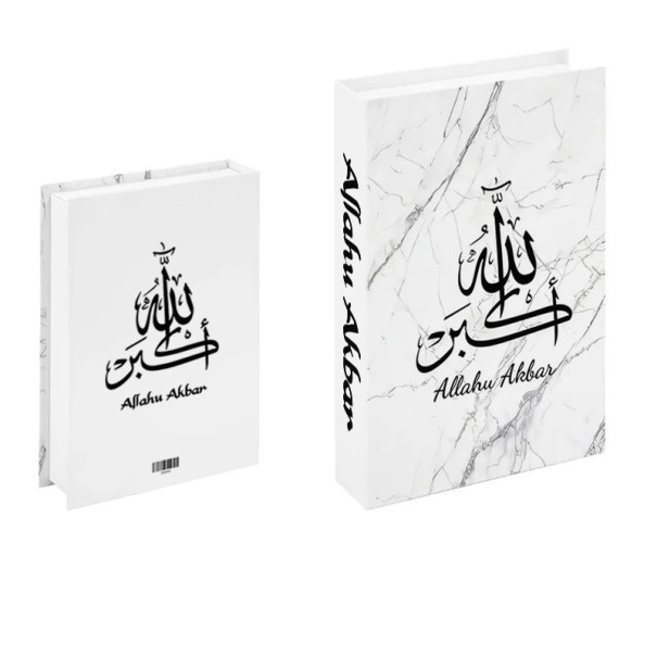 Livre factice ouvrable Allahu Akbar Design en marbre Boîte de rangement décorative Boîte secrète pour argent et objets de valeur 1