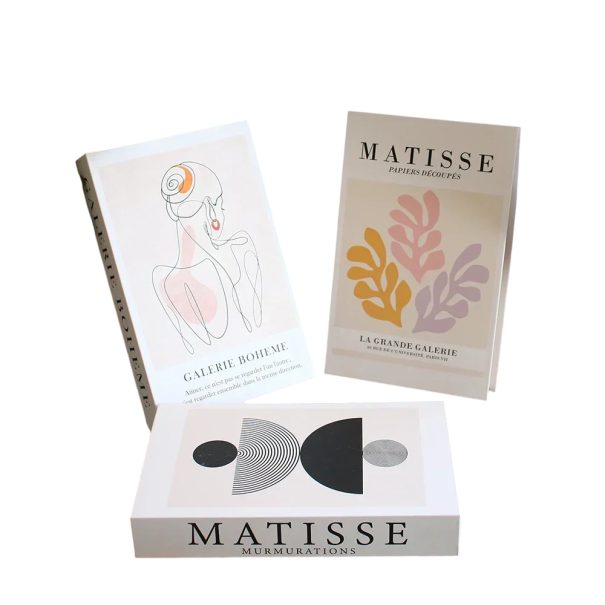 Livres décoratifs faux 3 pcs Décorations non ouvrables pour intérieur style artistique Matisse galerie design 1