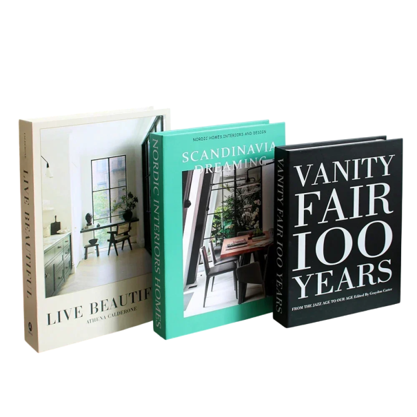 Livres décoratifs faux 3 pcs Non ouvrables décorations d'intérieur Design scandinave Vivre Belle Scandinavie Rêver 1
