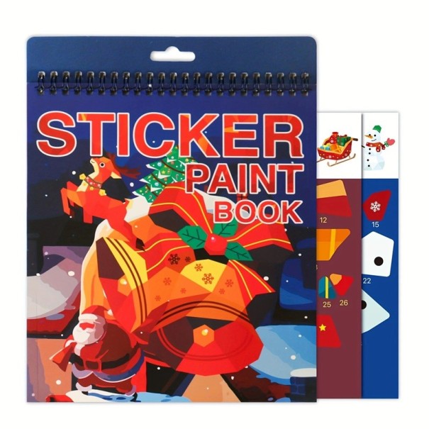Livro de autocolantes para colar por números caderno criativo azul escuro com imagens de Natal para crianças atividades manuais jogos 1