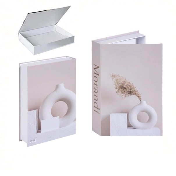 Livro falso decorativo com espaço de armazenamento, abrível, design Morandi - Decoração elegante com espaço de armazenamento prático para interiores 1