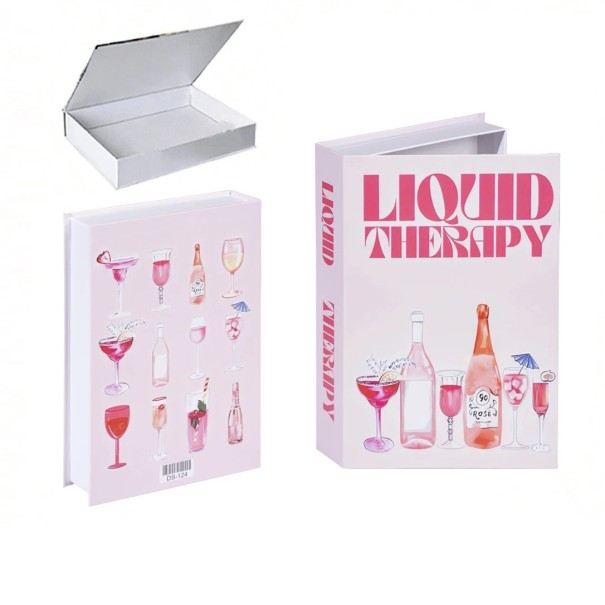 Livro Falso Decorativo Liquid Therapy – espaço de armazenamento, abrível, com motivo de cocktails e bebidas 1