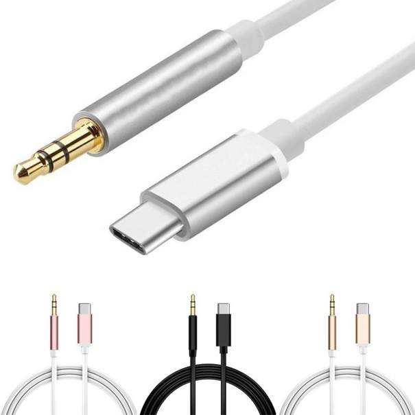 Ljudkabel som ansluter USB-C till 3,5 mm-jack