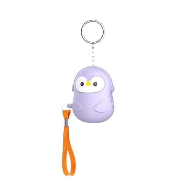 Llave con linterna y alarma sonora de 130 dB en forma de pingüino H8 con luz LED dimensiones 60 x 50 x 26 mm material ABS para seguridad morado
