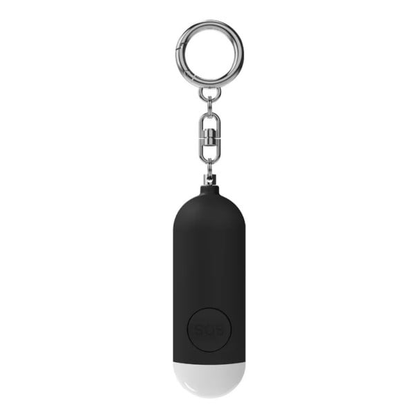 Llave con linterna y alarma sonora de 130 dB FUERS modelo PA100 de doble activación recargable por USB-C con luz LED para la seguridad negro