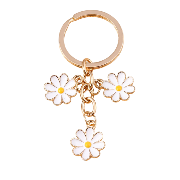 Llavero Aleación de Zinc Motivo Floral Llavero de Metal para Bolso Mochila Accesorio Decorativo Elegante blanco