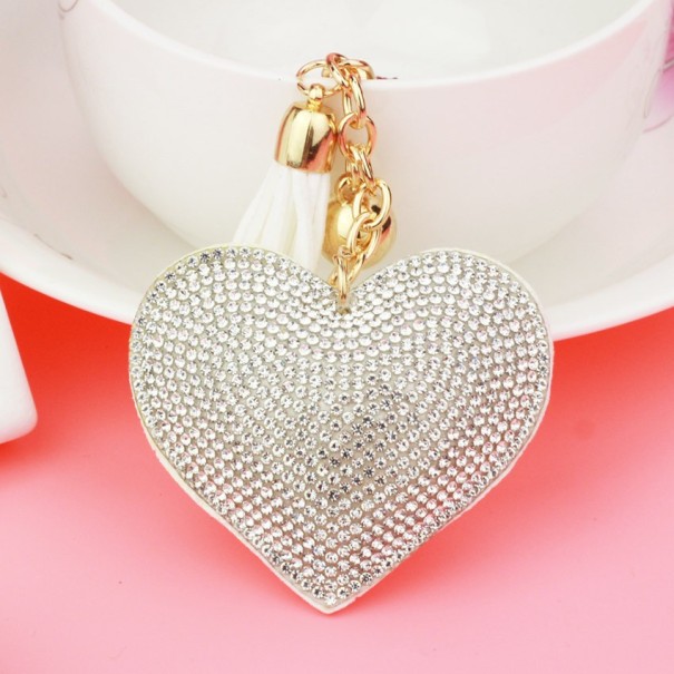 Llavero de cuero Corazón J3500 blanco