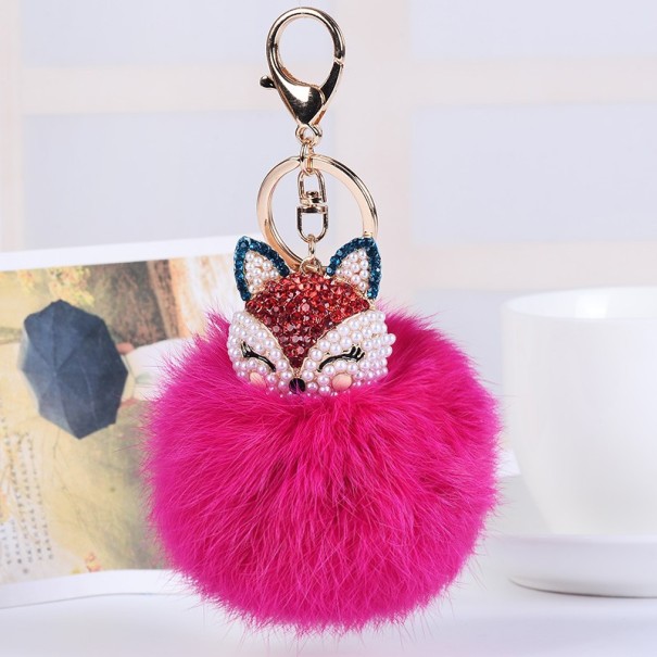 Llavero Zorro Peludo J3528 rosa y rojo