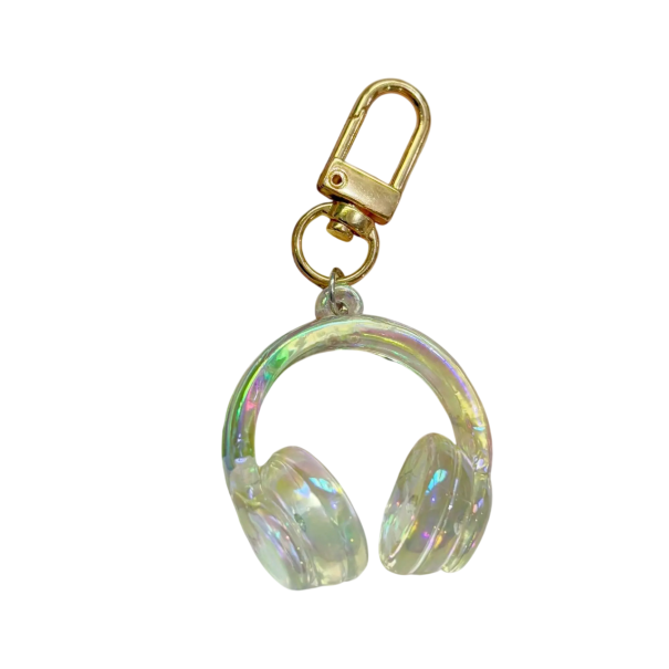 Llaveros 4 cm Auriculares Transparentes Decoración Mini Plástica Llavero para Mochila Bolso Accesorio Musical Estiloso verde oscuro