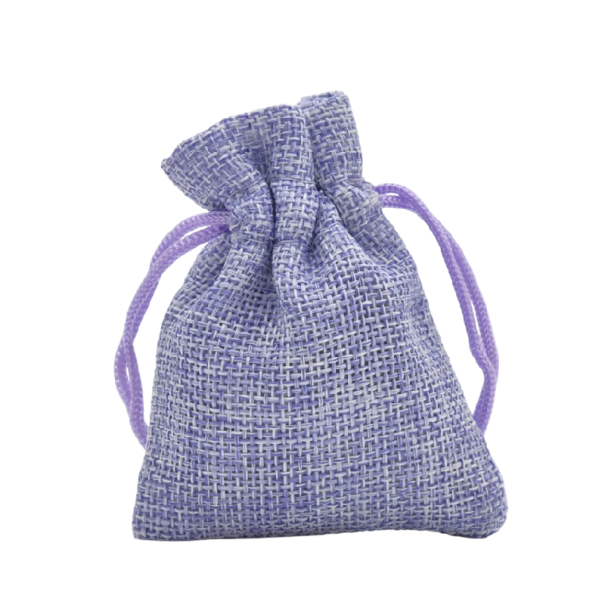Lněný sáček se stahovací šňůrou 10x14 cm textilní pouzdro na drobnosti šperky balení a organizaci do domácnosti i na cesty fialová