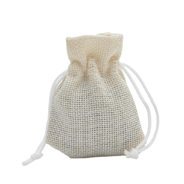 Lněný sáček se stahovací šňůrou 10x14 cm textilní pouzdro na drobnosti šperky balení a organizaci do domácnosti i na cesty krémová
