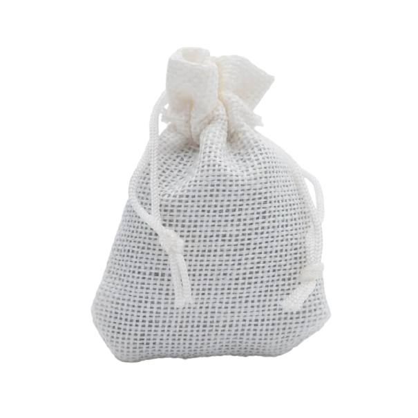 Lněný sáček se stahovací šňůrou 17x23 cm textilní úložný pytlík na drobnosti šperky dárky organizaci domácnosti i cestování bílá