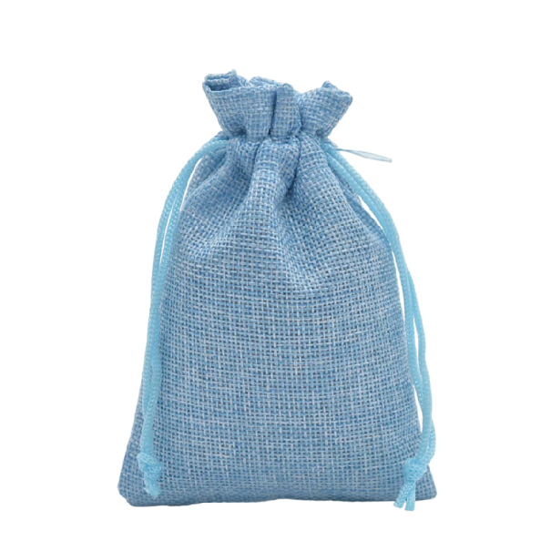 Lněný sáček se stahovací šňůrou 17x23 cm textilní úložný pytlík na drobnosti šperky dárky organizaci domácnosti i cestování světle modrá