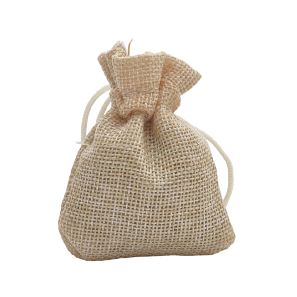 Lněný sáček se stahovací šňůrou 9x12 cm textilní pouzdro na drobnosti šperky balení a organizaci do domácnosti i na cesty béžova