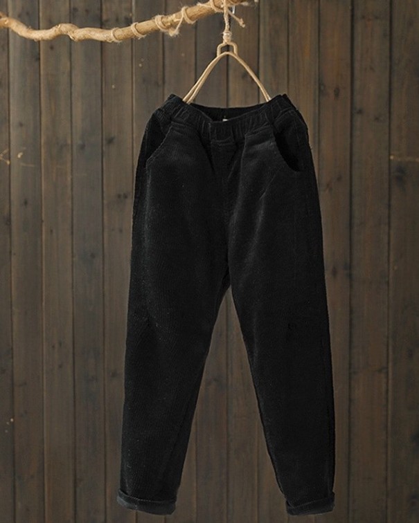 Lockere Damenhose mit elastischem Bund schwarz L