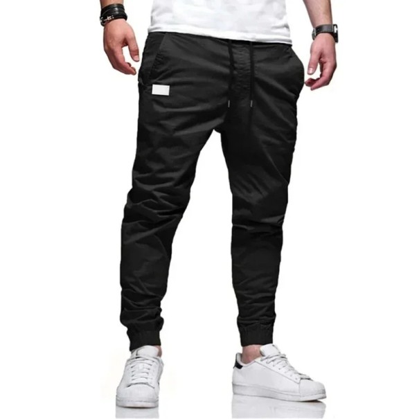 Lockere, gerade Cargohose für Herren, einfarbig, lässige Sporthose, bequeme Taschen für den Alltag, stilvolle Freizeitkleidung schwarz S