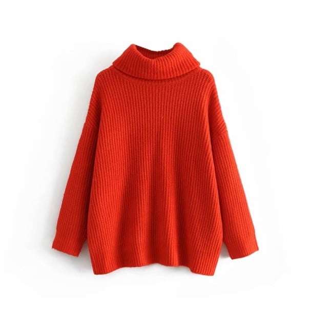 Lockerer Rollkragenpullover für Damen rot S
