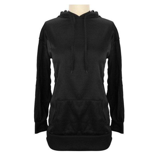 Lockeres Damen-Sweatshirt mit Kapuze schwarz L