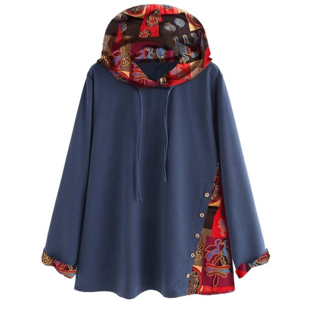Lockeres Damen-Sweatshirt mit Muster dunkelblau M