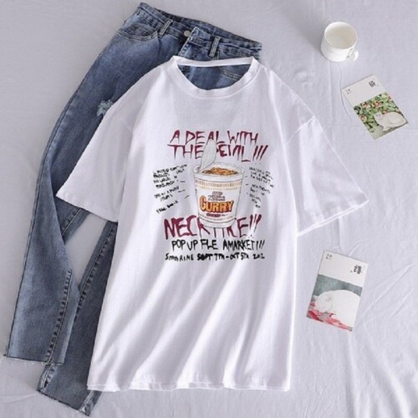 Lockeres Damen-T-Shirt mit Ausschnitt auf der Rückseite weiß S