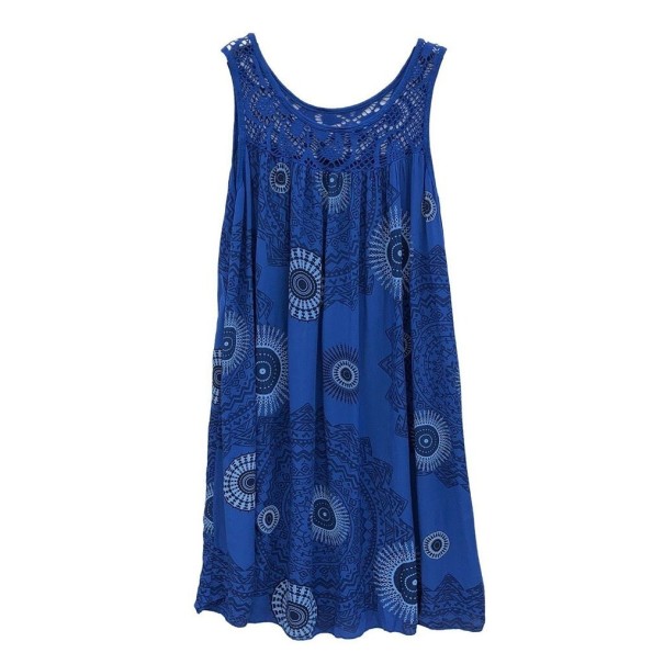 Lockeres Sommerkleid mit Muster blau XL