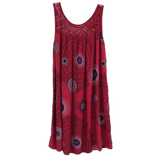 Lockeres Sommerkleid mit Muster weinrot XL