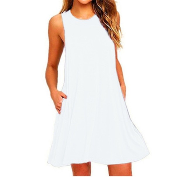 Lockeres Sommerkleid ohne Ärmel weiß XS