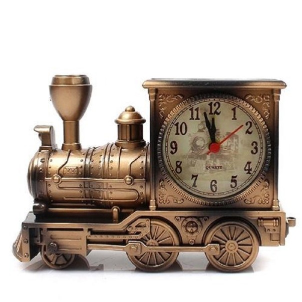 Locomotief bureauklok brons