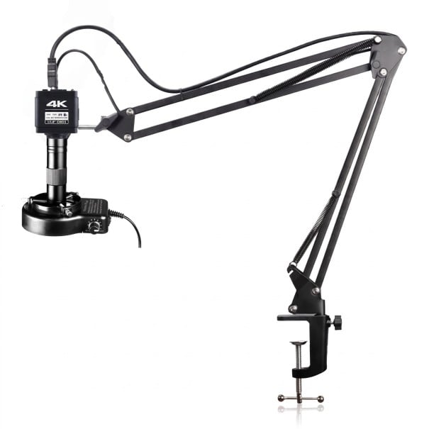 Loddemikroskop 4K 48 MP med sort kamera IMX678 HDMI og USB-C 150x objektiv LED lys og led-arm til reparation af telefoner 1