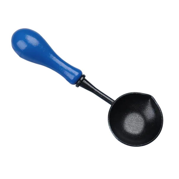 Löffel für Siegelwachs 104 x 34 mm Lackierter Schmelzlöffel mit Antihaftbeschichtung zur Herstellung von Wachssiegeln blau