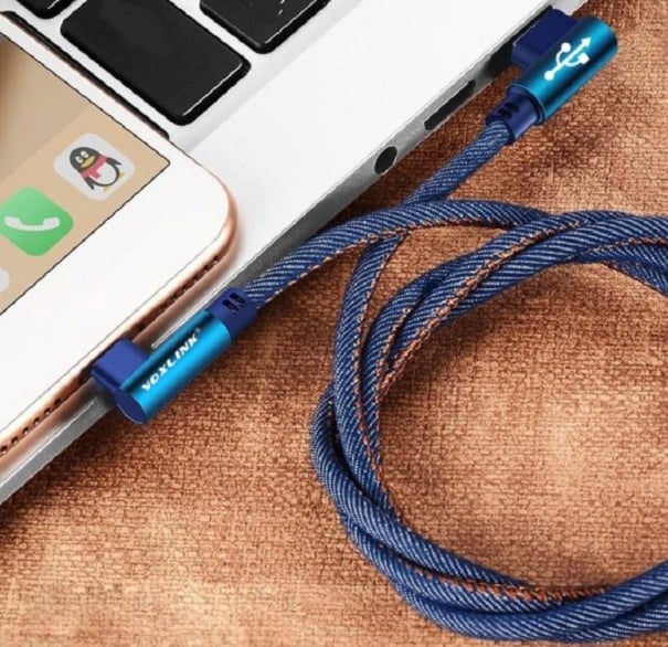 Lomený datový kabel USB / Micro USB modrá 1 m