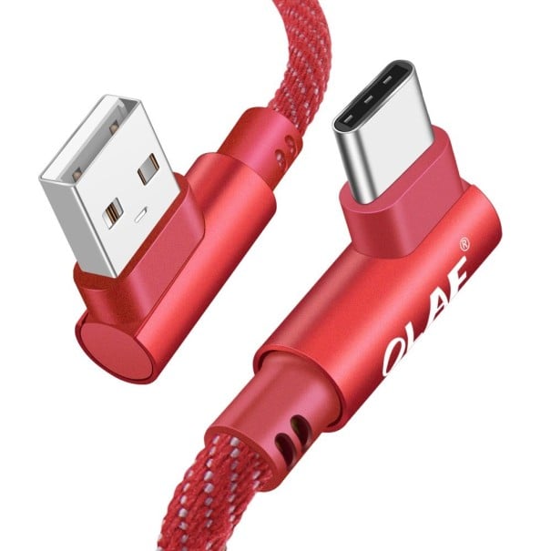 Lomený datový kabel USB na USB-C K295 červená 1 m