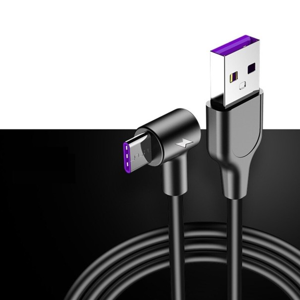 Lomený dátový kábel USB na USB-C K613 čierna 2 m