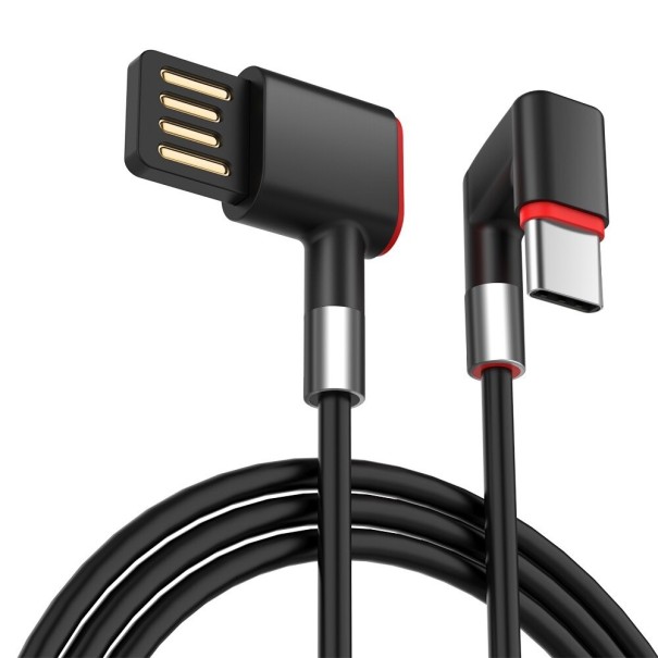 Lomený kabel USB na Micro USB / USB-C černá 1