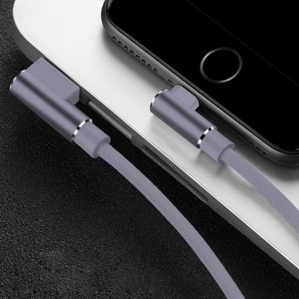 Lomený nabíjací kábel pre Apple Lightning na USB sivá 2 m