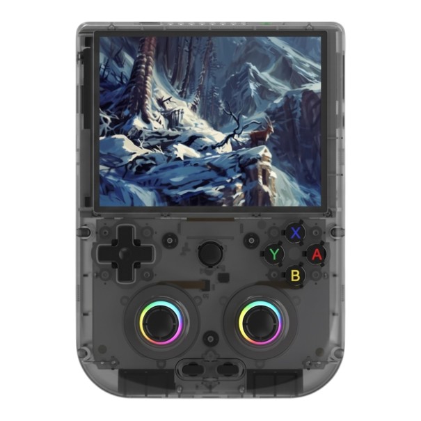Lommestørrelse spillekonsol med Android 13 og 4" touch IPS skærm med Unisoc T820 processor, 5500 mAh batteri og RGB baggrundsbelysning sort