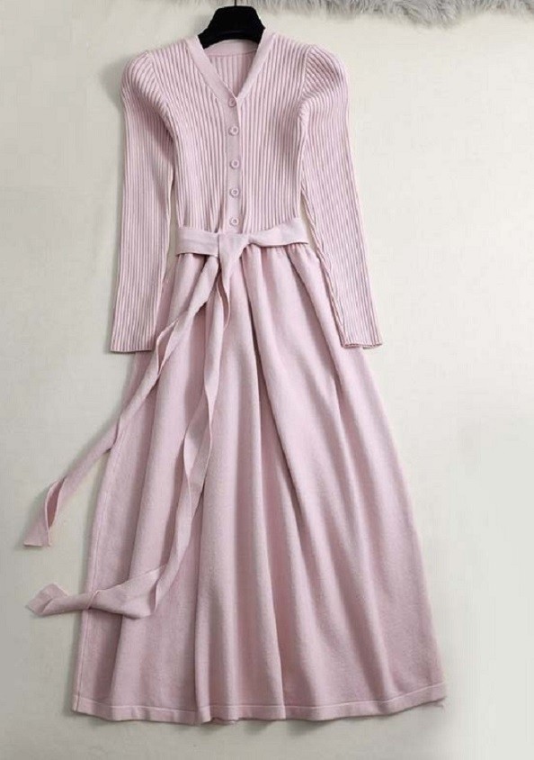 Long Knit Dress light pink