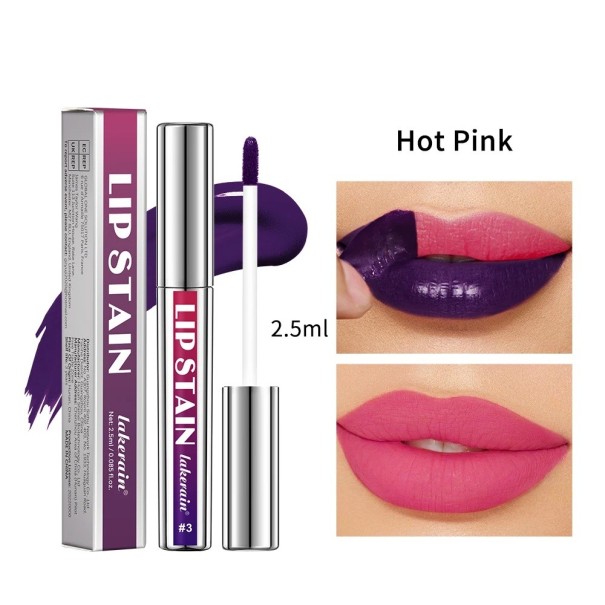 Long-lasting Waterproof Lip Stain 2.5 ml Pink Shade Liquid Lip Colour Natural Effect Smudge-proof Makeup Hot pink