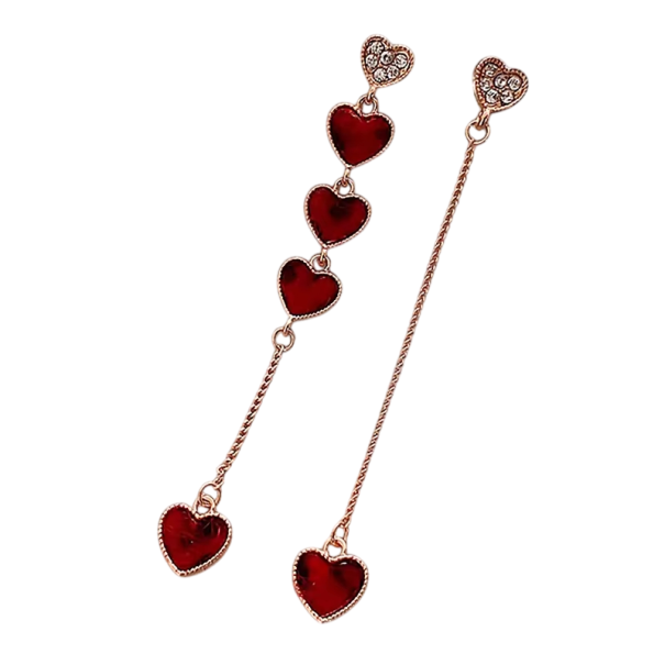 Longues boucles d'oreilles pendantes romantiques avec un design en forme de cœur et des zirconias, bijoux élégants pour femmes, idéales pour un usage 1