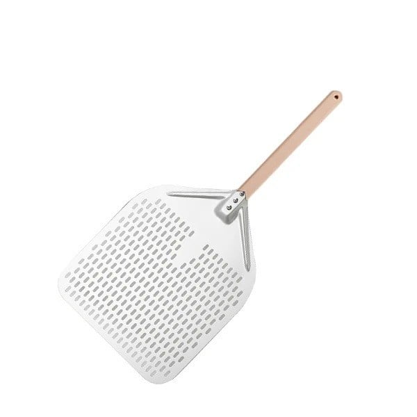 Łopata do pizzy 35 x 76 cm Łopata metalowa perforowana z długim uchwytem do pizzy w piekarniku i na grillu Profesjonalne narzędzie do pieczenia szary