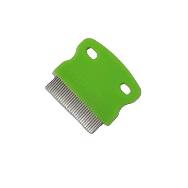 Loppekam til kæledyr, lusekam til hunde og katte, plejekam 6,3 x 5,7 cm grøn