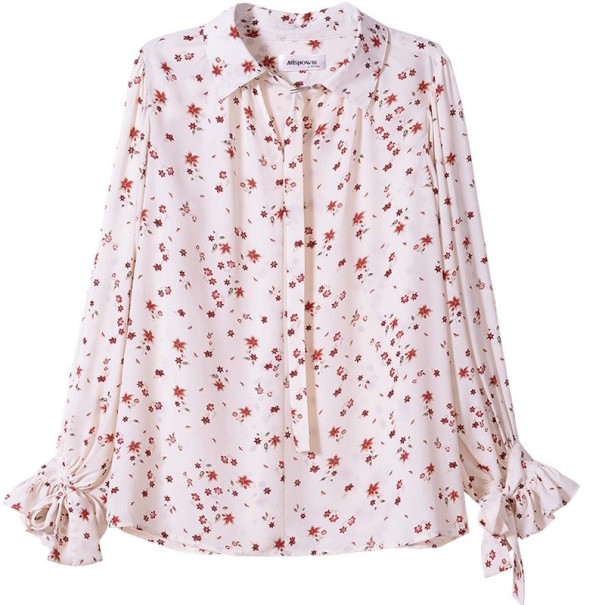 Løs bluse med blomsterprint til kvinder M