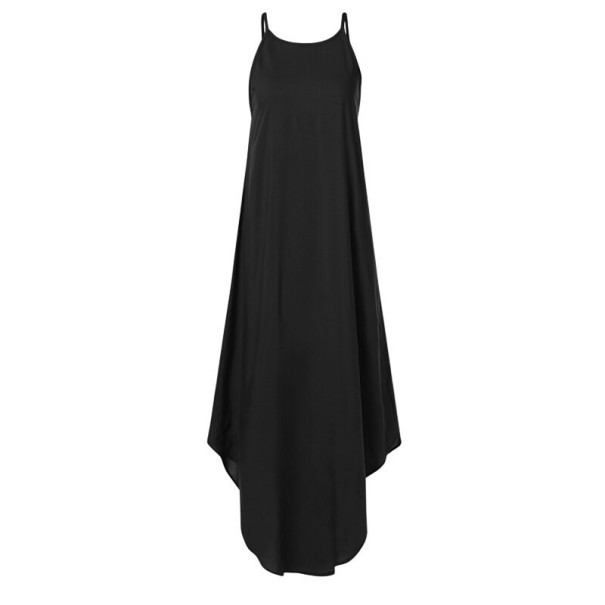 Løs stropløs kjole sort 4XL