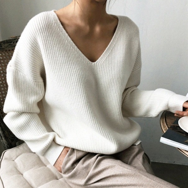 Løs sweater til kvinder cremefarvet