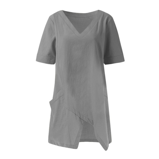 Losse asymmetrische top voor dames grijs XXL