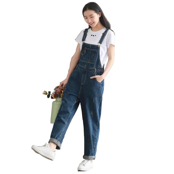 Losse damesjeans met slabbetjes M